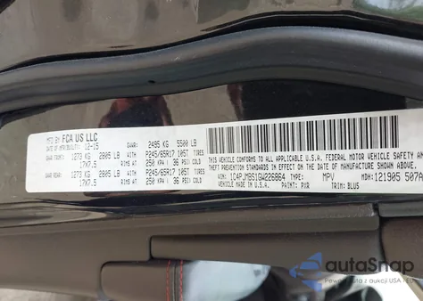 2016 Jeep Cherokee Trailhawk from USA, damaged, VIN 1C4PJMBS1GW226864